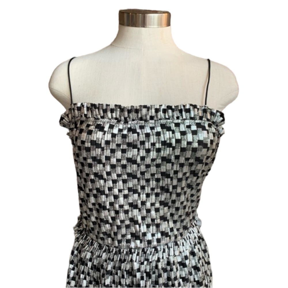 Zara Metallic Silver & Black Night Out Dress Small - Picture 5 of 13